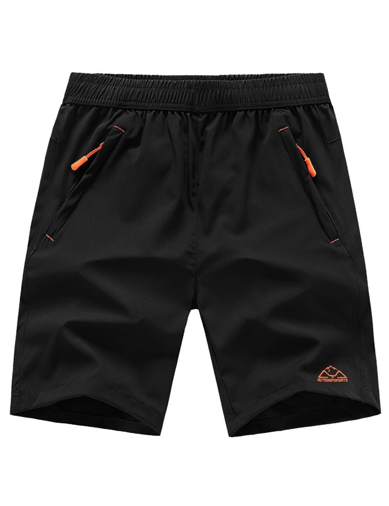 TBMPOY Men's 7" Hiking Running Shorts with Pockets Athletic Outdoor Sports Gym Workout Short Zipper Pockets Black 2XL - Image 1