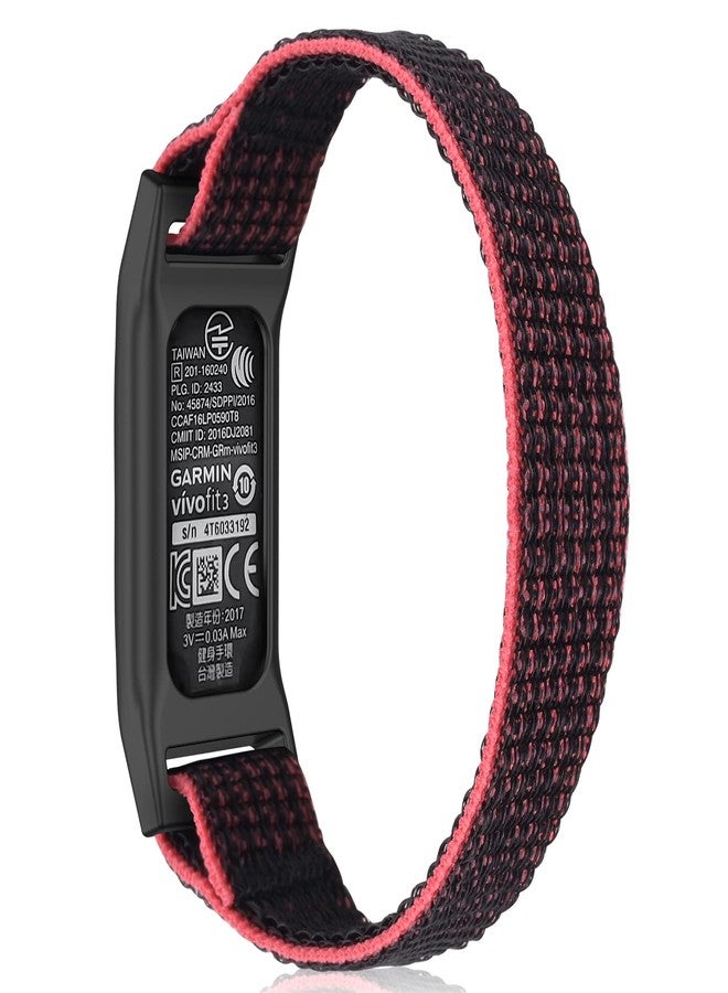 C2D JOY Sport Woven Nylon Strap Hoop&Loop Wristband Compatible with Garmin Vivofit 3 Tracker (Pink&Black)-Large (5.5-8.1in) - Image 1