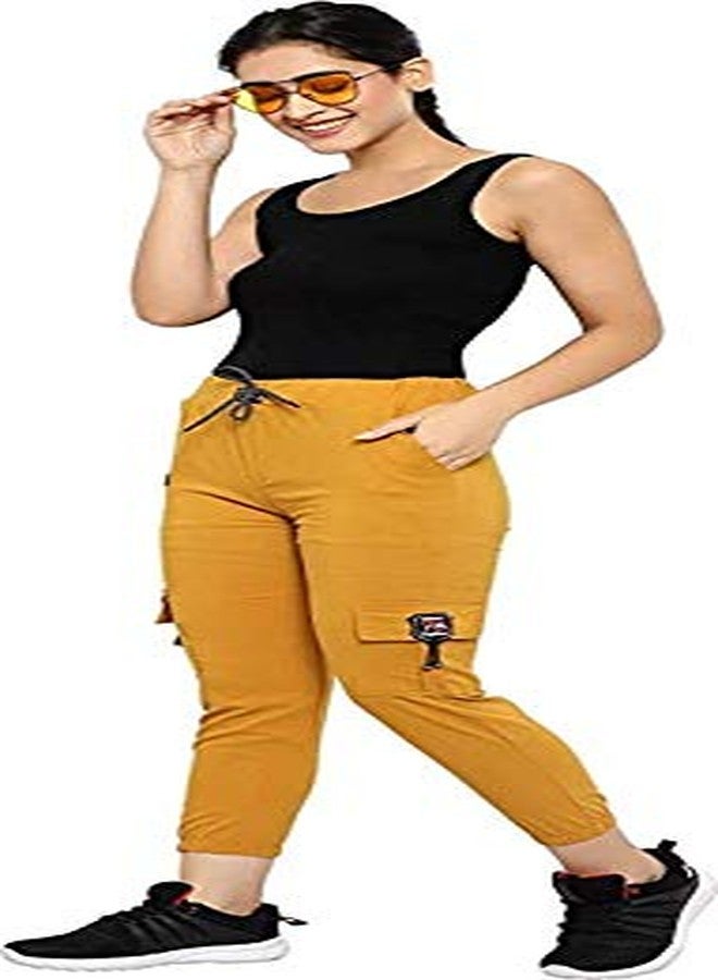 Krystle Girl's Plain Casual Yellow Joggers and Relaxed Fit Denim Dark Blue Jogger Pant Sports Track Pants (Pack of 02)-(28) - Image 4