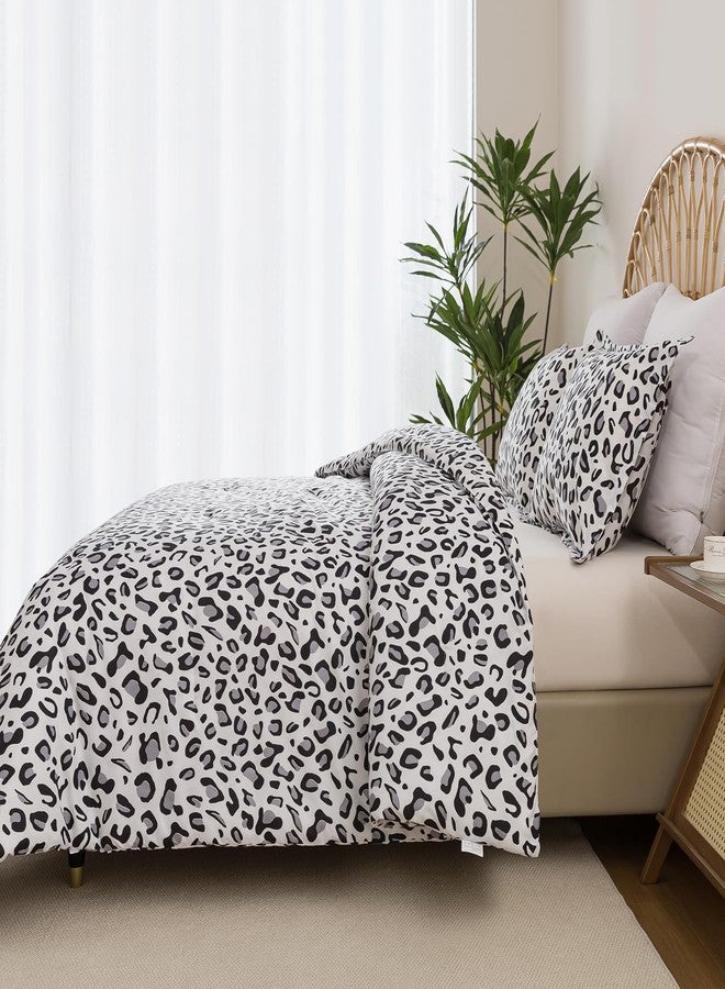 Caressma White Leopard Print Comforter Set, Twin Size 2 Pieces for All Seasons, Untamed Wilderness Style Comforter with Pillowshams, Ultra Soft Microfiber - Image 4