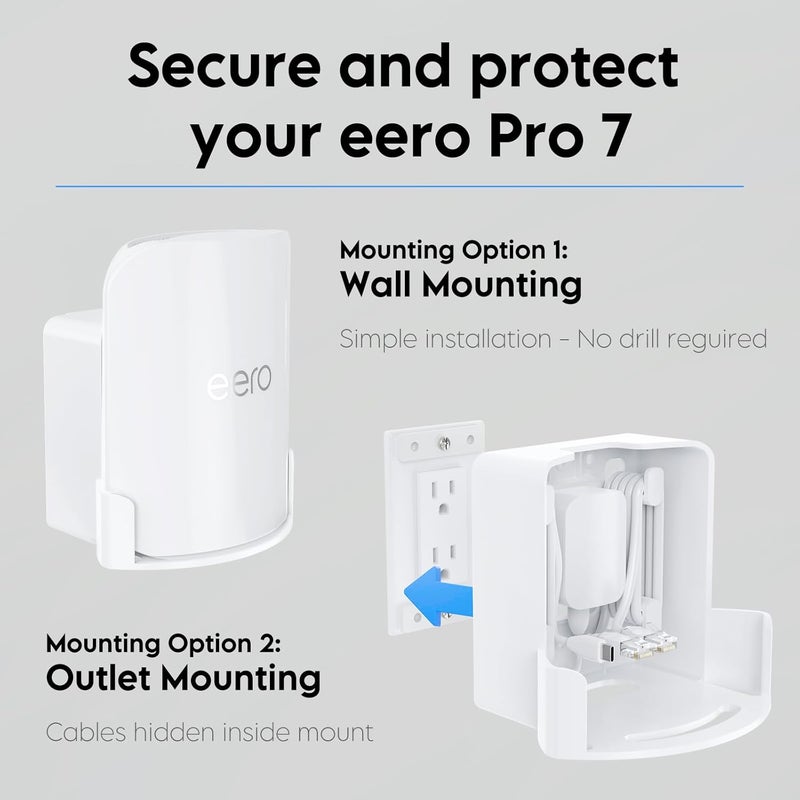 XLTTYWL مجموعة تركيب حائط لـ eero Pro 7، قوس تركيب مقبس eero 7 Pro لتحسين المساحة وإدارة الكابلات، ملحقات متوافقة مع eero Pro 7 لموجه eero Pro 7 ثلاثي النطاق Mesh Wi-Fi 7 (أبيض، 1 قطعة) | تناسب موجه eero Pro 7 ثلاثي النطاق Mesh Wi-Fi 7، إدارة كابلات مخفية، بلاستيك ABS متين، تصميم موفر للمساحة، أبيض، 1 قطعة - Image 5