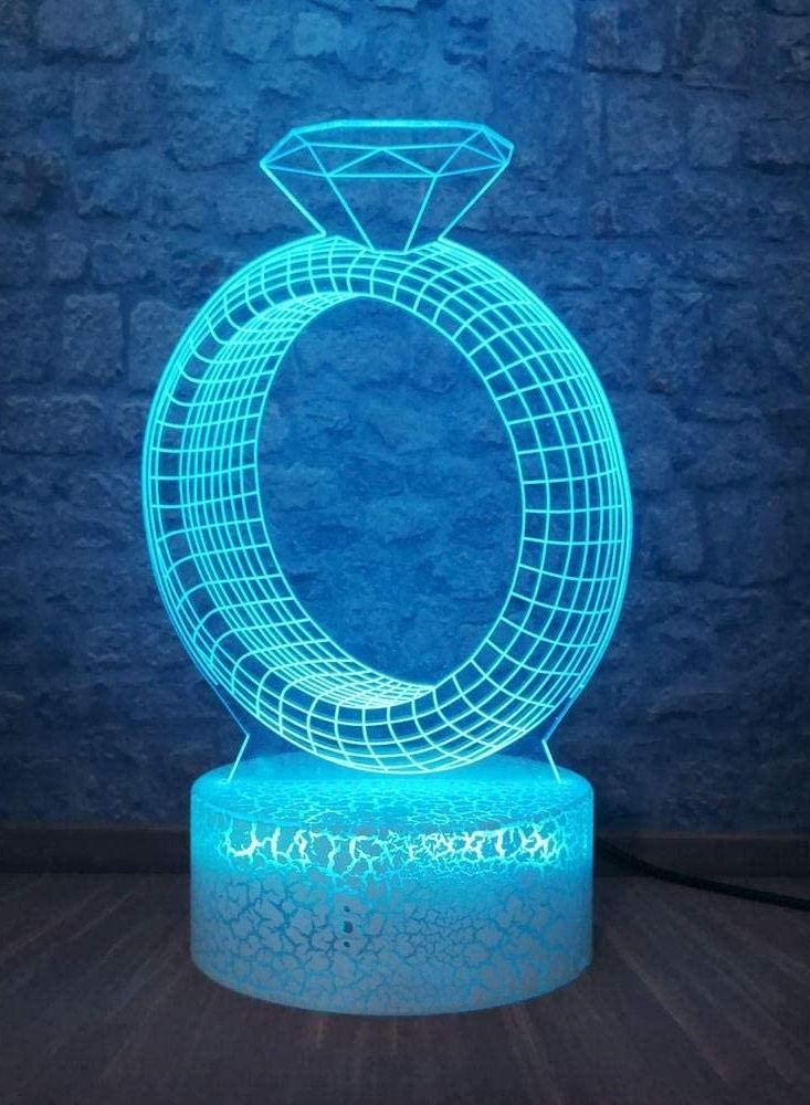 althiqahkey 3D Illusion Lamp LED Multicolor Night Light Romantic Ring Bedside Desk Lamp Table Lamp Multicolor USB Powered for Wedding Bedroom Decor Children s Room Decoration - Image 4