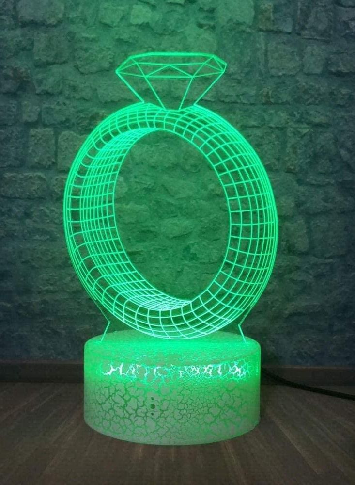 althiqahkey 3D Illusion Lamp LED Multicolor Night Light Romantic Ring Bedside Desk Lamp Table Lamp Multicolor USB Powered for Wedding Bedroom Decor Children s Room Decoration - Image 1