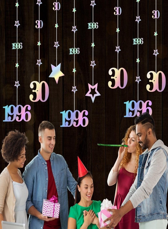 Eucutur Iridescent 30th Birthday Decorations for Him Her, Pre-Strung Glitter Twinkle Number Vintage 1996 30 Years Old Hanging Streamer Banner Party Supplies, Cheers 30th Birthday Anniversary Decor - Image 5