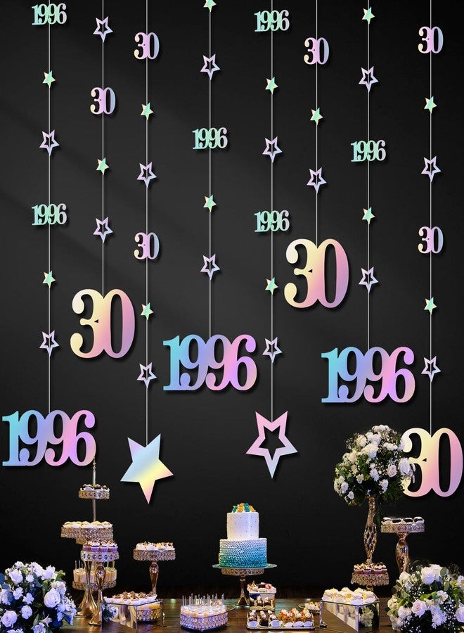Eucutur Iridescent 30th Birthday Decorations for Him Her, Pre-Strung Glitter Twinkle Number Vintage 1996 30 Years Old Hanging Streamer Banner Party Supplies, Cheers 30th Birthday Anniversary Decor - Image 1