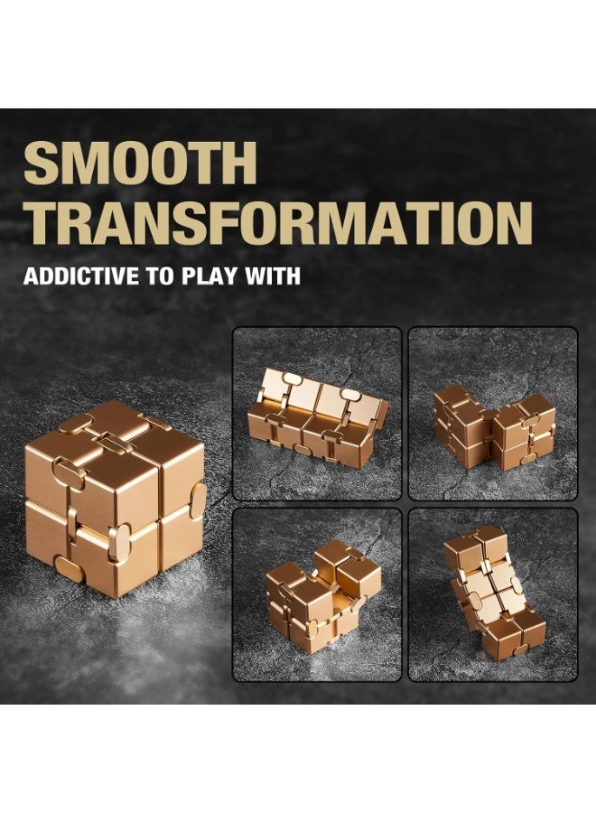 Gold Infinity Rubik's Cube, Children's Stress Relief Toy, Adult Stress Relief Toy, Teenager Stress Relief Toy, Adult Cool Metal Stress Relief Toy (Gold) - Image 4