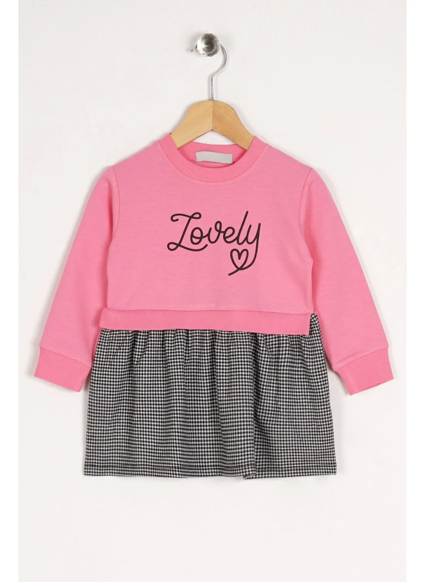 Zepkids Girl Dark Pink Lovely Printed Skirt Plaid Dress