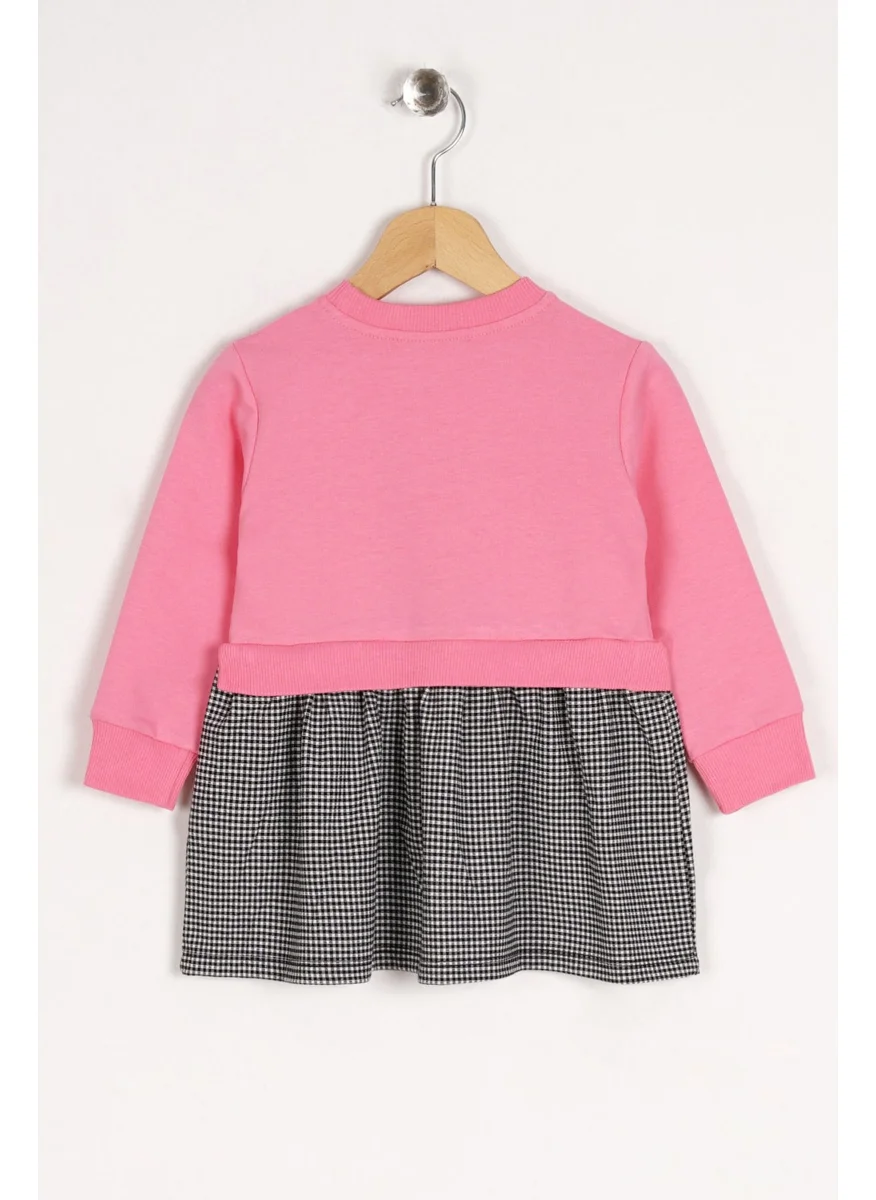 Zepkids Girl Dark Pink Lovely Printed Skirt Plaid Dress