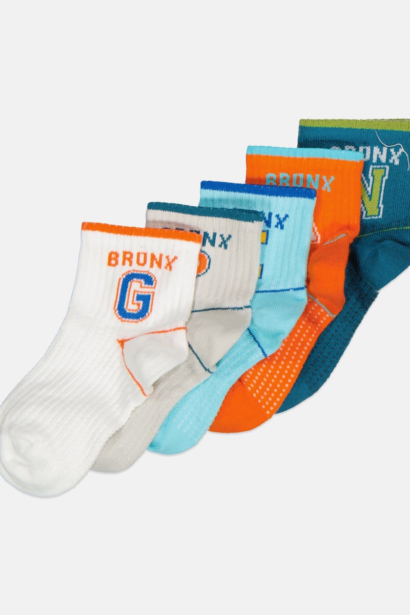 RBX Kids Boy 5 Pairs Graphic Printed Quarter Active Socks, Multicolor - Image 2