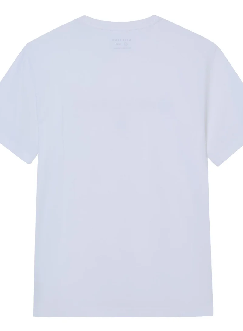 GIORDANO  Men’s Slim Cotton Crew Neck Signature Print Tee for Men | Best Price UAE