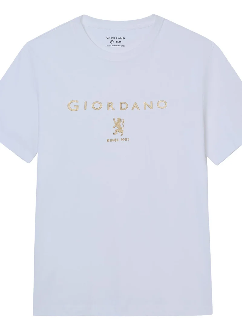 GIORDANO Men’s Slim Cotton Crew Neck Signature Print Tee
