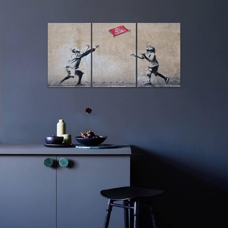 KAWAHONE Abstract Canvas Wall Art-Banksy Wall Art-Banksy No Ball Games Graffiti & Street Art Urban for Living Room, Bedroom, Office-24x36 Inchx3pcs - Image 4
