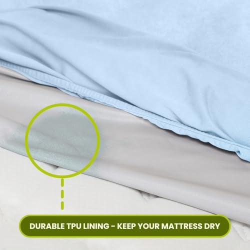 AVI Terry Cotton Ultra Soft Waterproof Bed Mattress Protector Queen Size 78x60 inch | Breathable Washable Elastic Fitted Mattresses Cover for Queen Size Bed (6.5x5 feet, Sky Blue - Fit On 2-10 Inch) - Image 3