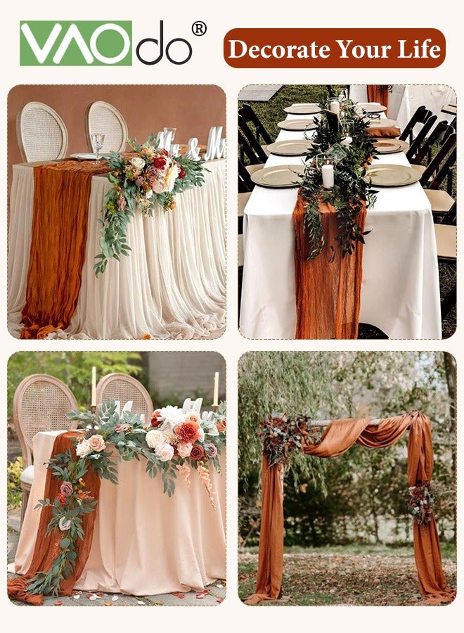 فاو دو شفافة الجدول عداء مفرش المائدة الشطرنج لحفل الزفاف الزفاف دش حزب الديكور الجدول محور 90 * 340 سم كاكي - Image 2