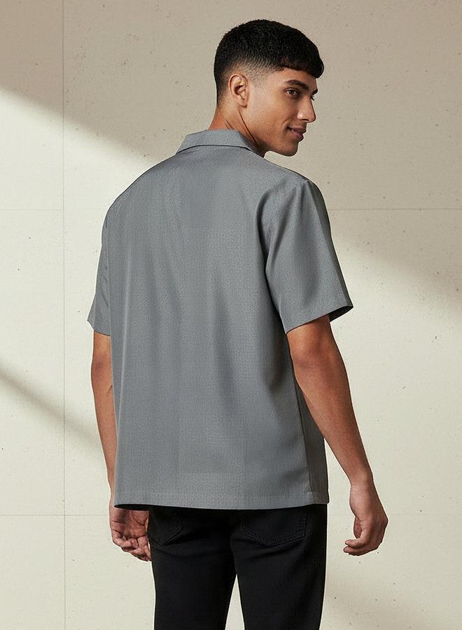 Splash FAV Men Regular Fit Camp Collar Textured Short Sleeves Shirt - Image 3
