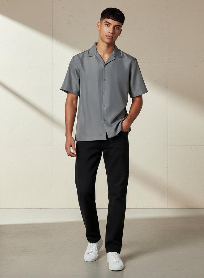Splash FAV Men Regular Fit Camp Collar Textured Short Sleeves Shirt - Image 2