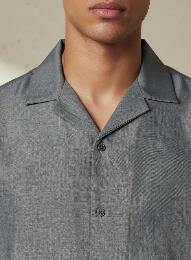 Splash FAV Men Regular Fit Camp Collar Textured Short Sleeves Shirt - Image 4