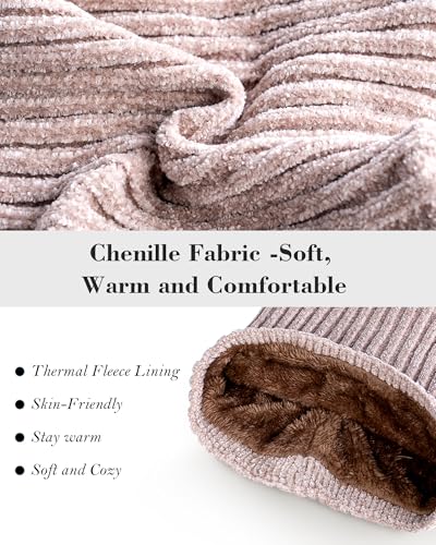 MSDC Winter Scarf for Women Neck Gaiter Warmer Chenille Fleece Face Mask Covering for Cold Weather Gifts Black - Image 3