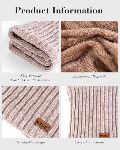 MSDC Winter Scarf for Women Neck Gaiter Warmer Chenille Fleece Face Mask Covering for Cold Weather Gifts Black - Image 4