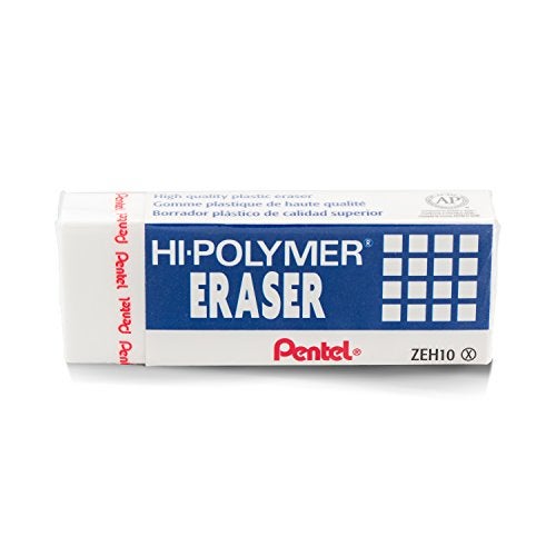Pentel ممحاة بنتل هاي بوليمر، كبيرة، بيضاء 6 عبوة (ZEH10BP3P2) - Image 5