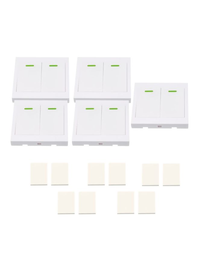 NIBEMINENT 5-Piece Push Button 2 Gang Remote Controller Transmitter With Stickers White - Image 1