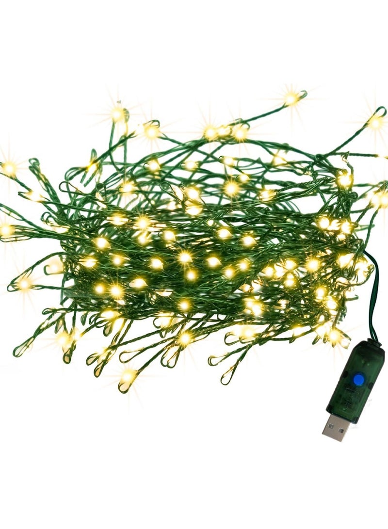 USB Fairy Lights Plug in ، أضواء سلسلة Weikle Firecracker في الهواء الطلق مع مؤقت ، 3M 100 LED أضواء عنقودية مقاومة للماء لتزيين حفل زفاف إكليل  الداخلي ، أبيض دافئ - Image 2