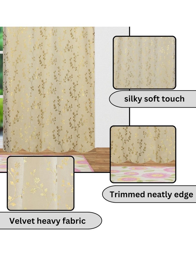 FABDRAPE ستائر مصممة من قماش مخمل ثقيل فاخرة مظهرها يحجب الضوء مزخرفة بالأزهار شبه شفافة مع حلقات 7 أقدام للباب، كريمي، عبوة من 2 قطعة - Image 5