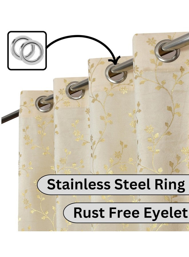 FABDRAPE ستائر مصممة من قماش مخمل ثقيل فاخرة مظهرها يحجب الضوء مزخرفة بالأزهار شبه شفافة مع حلقات 7 أقدام للباب، كريمي، عبوة من 2 قطعة - Image 2