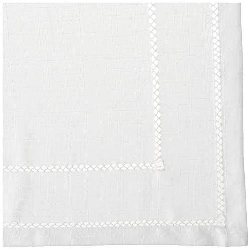 Violet Linen Hem Stitch Embroidered Vintage Design Tablecloth White 68" by 140" Oblong/Rectangle - Image 2