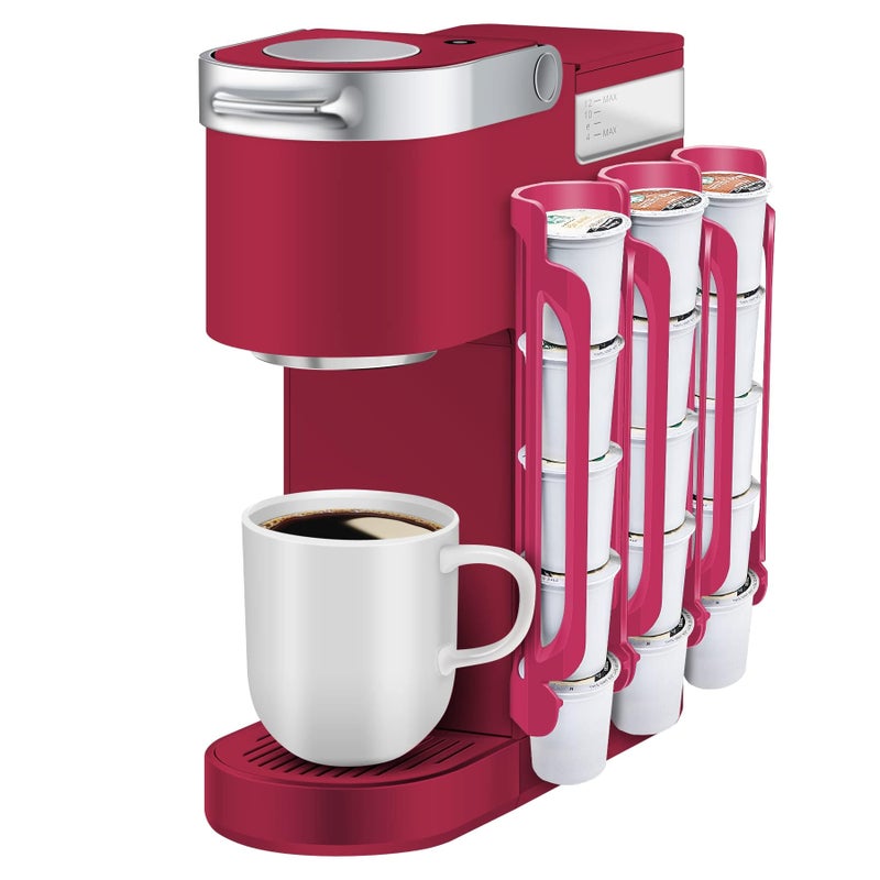 K Cup Holder for Keurig Coffee Pod Holder for Counter Small Space Kcup holders for Wall Mount 3 Rose Red