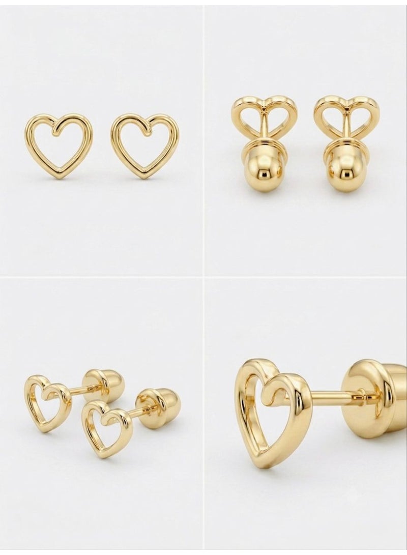 The Intermix Gems 18K Gold Heart Stud Earrings - Image 1