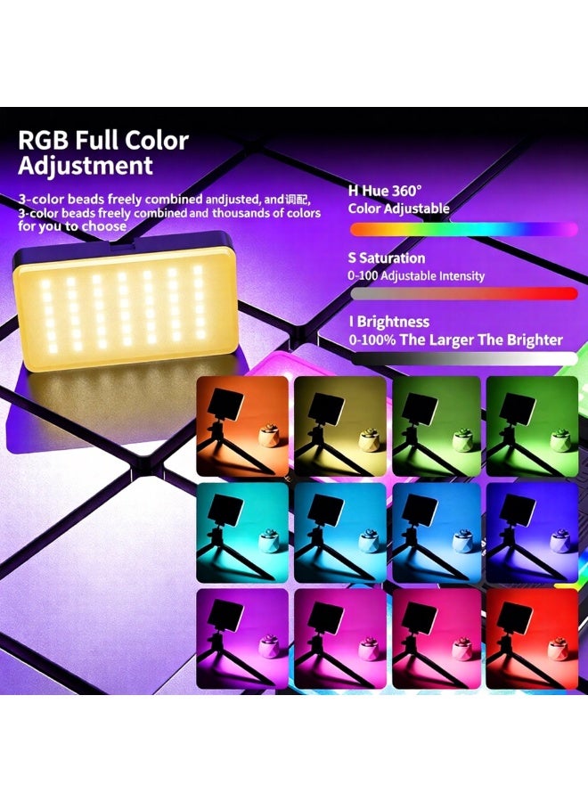 kunshao RGB video light - portable LED camera light panel -360 ° full-color - fast charging -2000mAh battery -24 lighting effects - photography fill light - portable LED camera light - Image 3