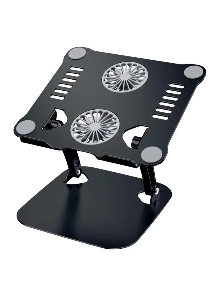 Generic Cooling Bracket Fan Aluminum Alloy Radiator Laptop Holder Stand Black  - Image 1