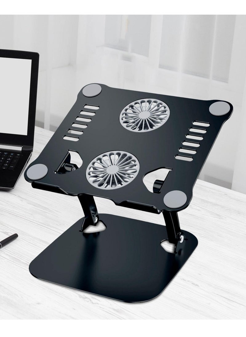 Generic Cooling Bracket Fan Aluminum Alloy Radiator Laptop Holder Stand Black  - Image 2