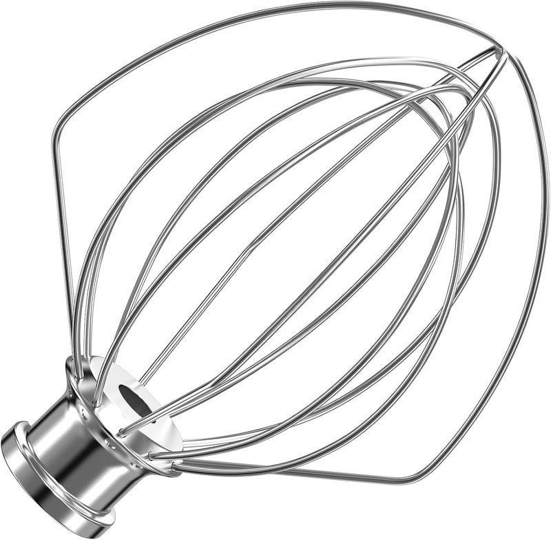 XINCAN ملحق خفق سلكي من الفولاذ المقاوم للصدأ 6 أسلاك من طراز K5A لخلاط KitchenAid من نوع رفع الوعاء سعة 5 كوارت، بديل خفاقة من الفولاذ المقاوم للصدأ لخلاط Kitchen Aid، آمن للغسيل في غسالة الأطباق، خفاقة للبيض والكريمة الثقيلة. - Image 1