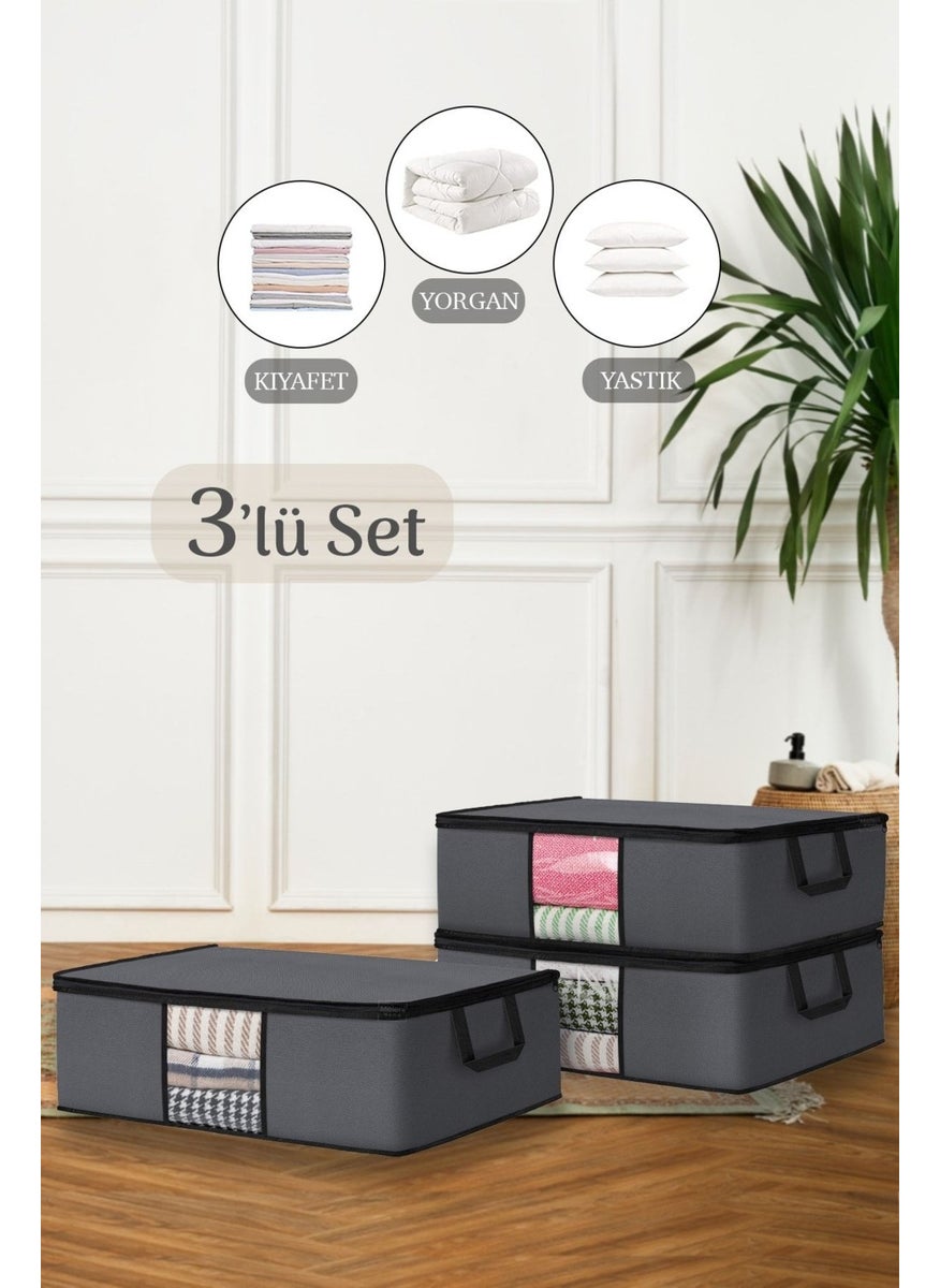 3-Piece Large Size Bed Storage Storage Storage Bag - Window Pillow Clothes Storage Storage Bag 64 x 45 x 22 cm Anthracite - pzsku/ZDFB6ED6D059C19E2CDEAZ/45/_/1725725365/52f3a7e1-307f-4c30-bf1d-a6317605ebb5