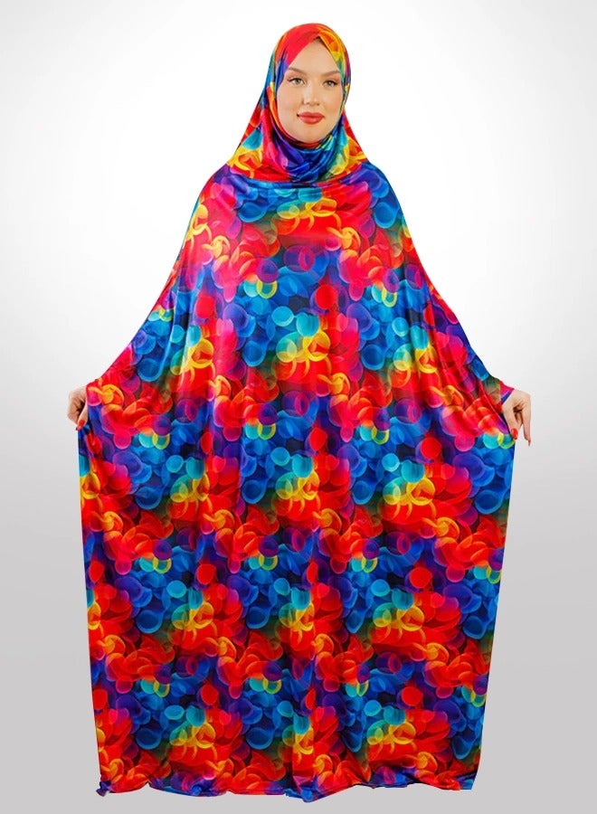 Zmurud Practical  Kuwaiti Jersey prayer dress  with headscarf- Printed from zmurud fashion  - Image 1