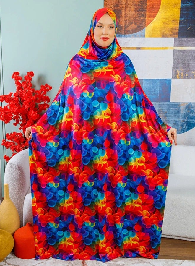 Zmurud Practical  Kuwaiti Jersey prayer dress  with headscarf- Printed from zmurud fashion  - Image 3