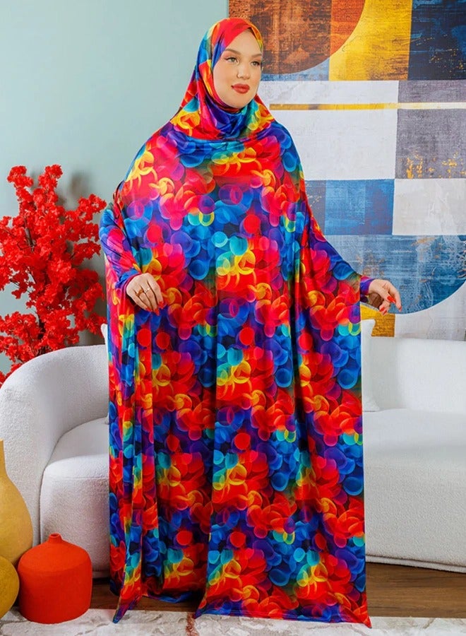 Zmurud Practical  Kuwaiti Jersey prayer dress  with headscarf- Printed from zmurud fashion  - Image 4