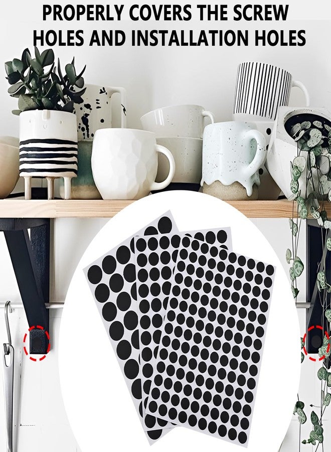 Cranviech 290 Pcs Screw Hole Cover Stickers, PVC Screw Hole Cover Caps, 3 Sheets 12mm 15mm 21mm Self-Adhesive Dustproof Sticky Decals, for Wood Furniture Cabinet (Black) - Image 5