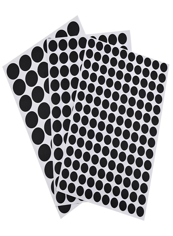Cranviech 290 Pcs Screw Hole Cover Stickers, PVC Screw Hole Cover Caps, 3 Sheets 12mm 15mm 21mm Self-Adhesive Dustproof Sticky Decals, for Wood Furniture Cabinet (Black) - Image 1