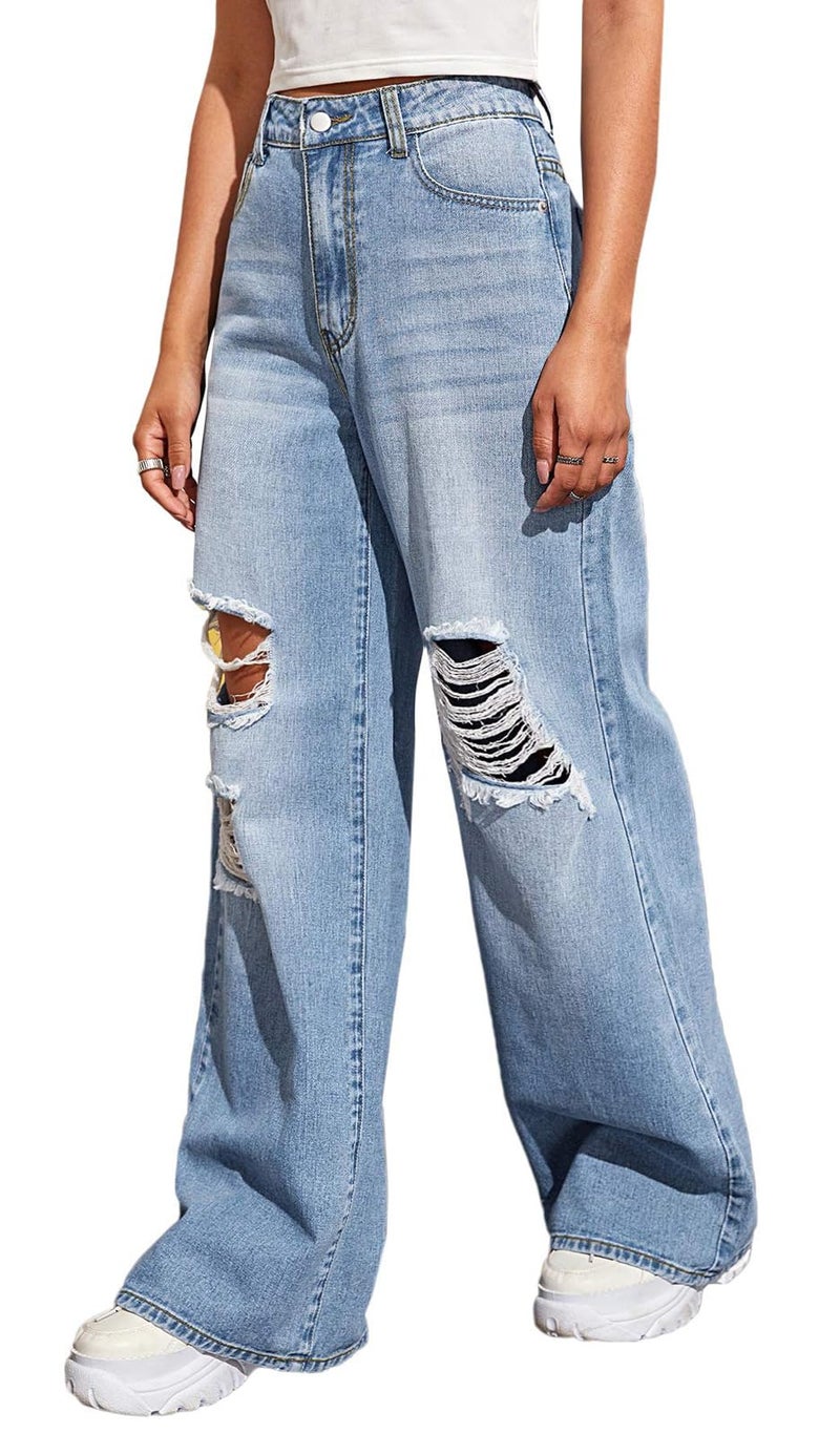 BestGirl Women's Wide Leg Jeans High Waist Baggy Loose Boyfriend Jeans Denim Pants Y2K - Image 5