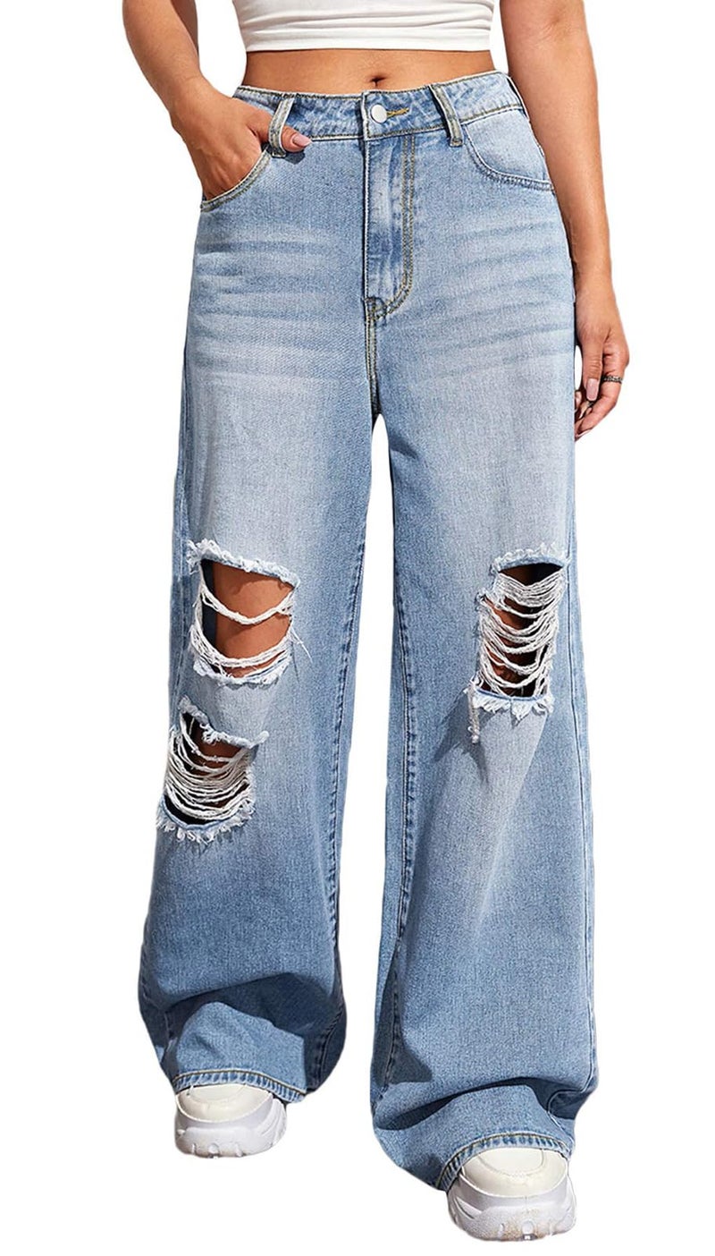 BestGirl Women's Wide Leg Jeans High Waist Baggy Loose Boyfriend Jeans Denim Pants Y2K - Image 1