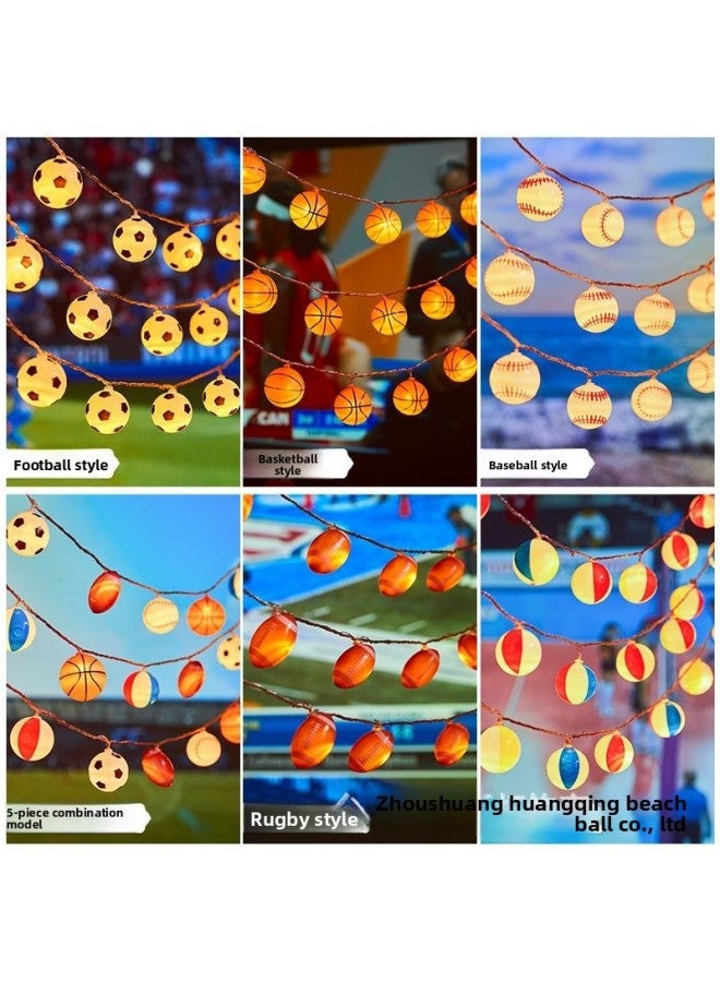 2026 World Cup Theme Scene Decoration Atmosphere Setup – Light Source Power: 8-function battery box - 6 meters 40 lights; Light Color: Basketball - Warm Light - Image 4