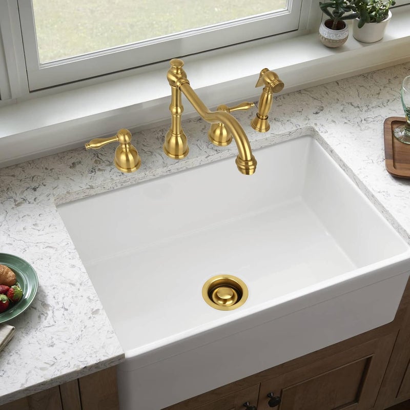 Akicon Kitchen Sink Brass Gold Finish Garbage Disposal Flange Stopper, One Size Disposal Rim, Fit 3-1/2 Inch Standard Sink Drain Hole - Image 3