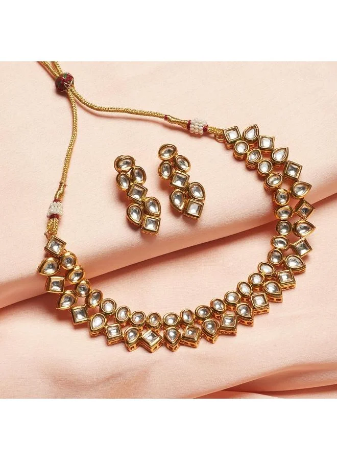 VOYLLA VOYLLA Traditional Kundan Maang Tikka Set, Onesize, Brass, No Gemstone