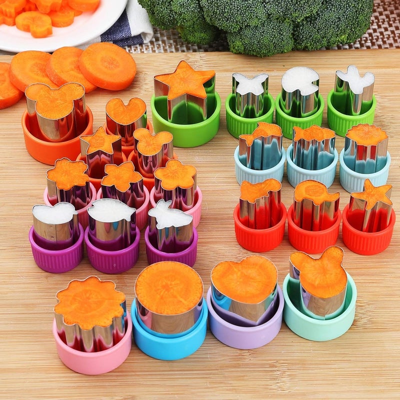 CLOSAL Vegetable Cutter Shapes Set 24Pcs Cookie Cutters Shapes Set SetMini PieFruit and Cookie Stamps MoldCookie Cutter Decorative Food Stainless Steel Fruit Cutter with Food Picks - Image 5