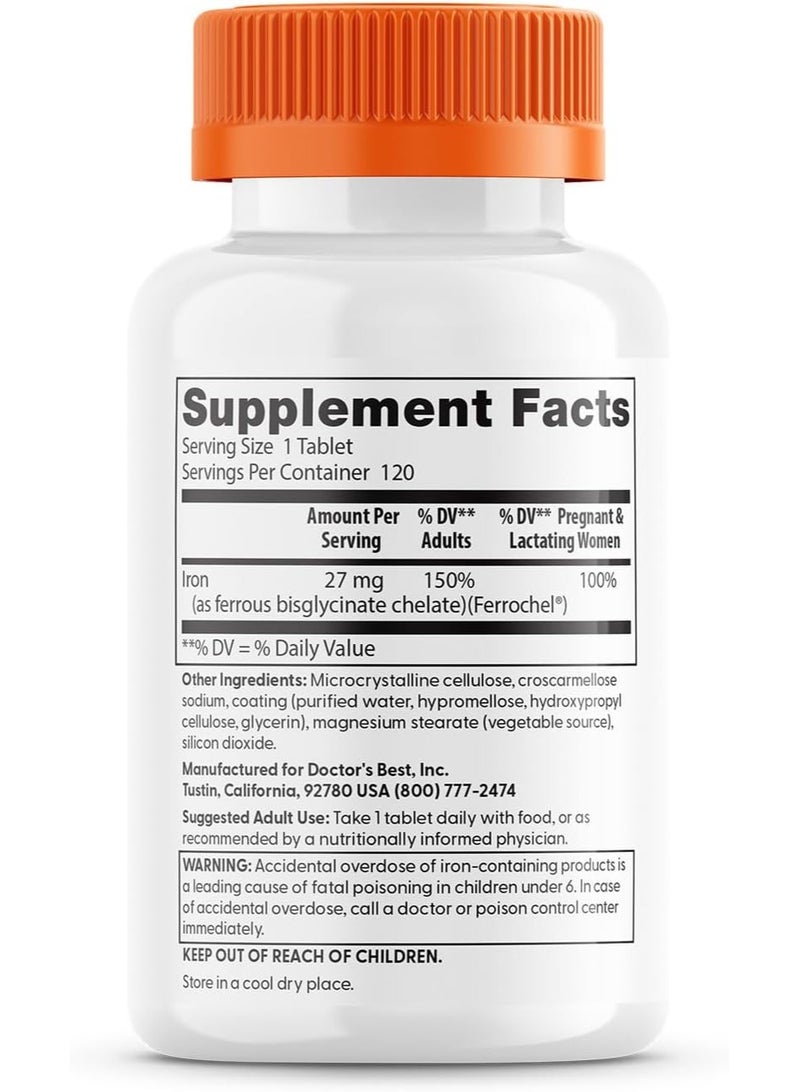 Doctor's BEST High Absorption Iron 100% Chelated with Ferrochel120T - Image 3
