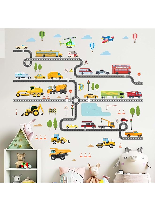 erorex Large Construction Vehicles Car Wall Stickers Trucks Excavator Tractor Wall Decals Kids Boys Bedroom Playroom Daycare Wall Decor - Image 2