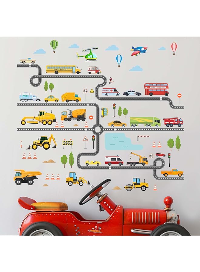 erorex Large Construction Vehicles Car Wall Stickers Trucks Excavator Tractor Wall Decals Kids Boys Bedroom Playroom Daycare Wall Decor - Image 3